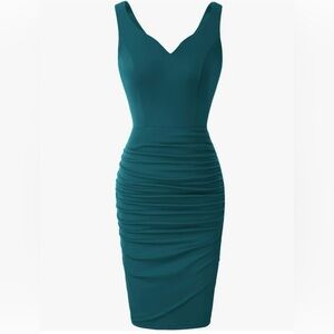 Grace Karin Women’s Sleeveless Deep V Neck Cocktail Ruched Pencil Dress